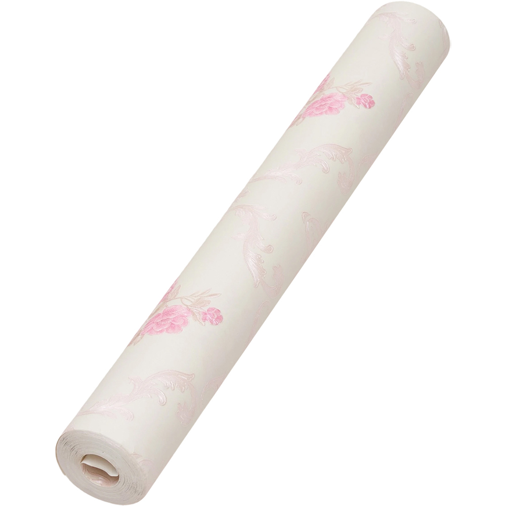 Living and Home Floral Pattern 3D Embossed White and Pink Non-Pasted Non-Woven Wallpaper Image 3
