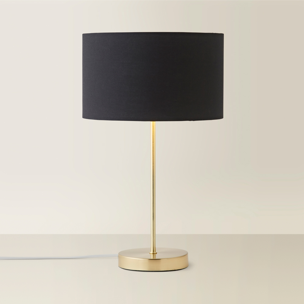 ValueLights Charlie Metallic and Black Shade Gold Table Lamp and Bulb Image 5