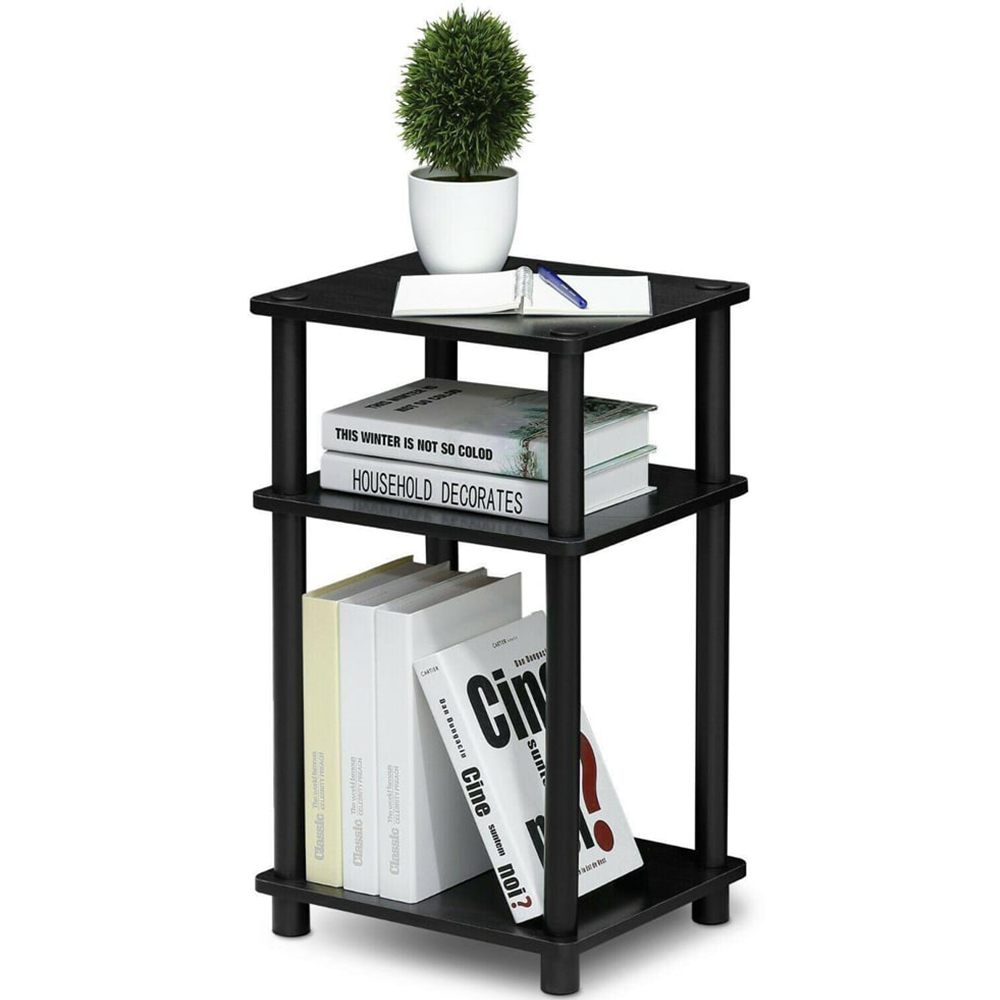 Walplus 2 Shelf Americano and Black Turn-N-Tube End Table Image 5