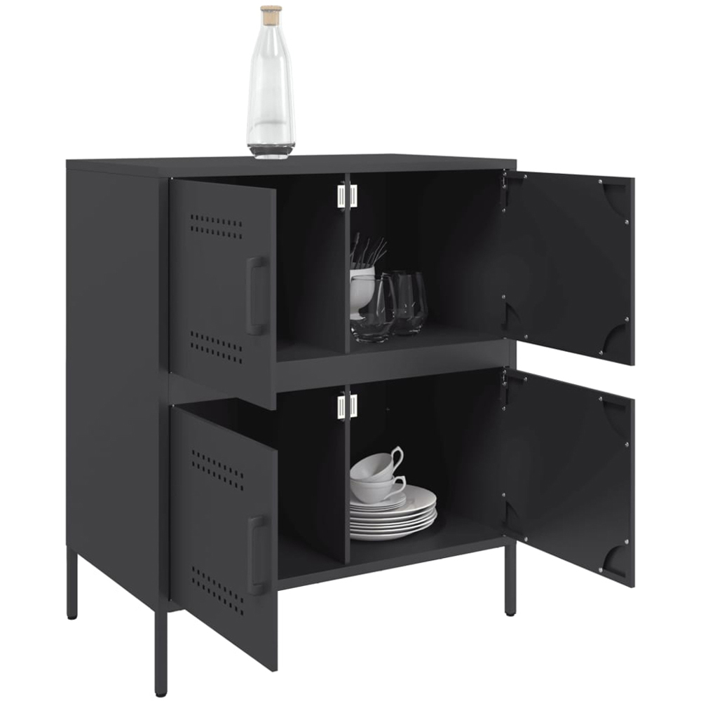 vidaXL 4 Door Black Wooden Sideboard Image 5