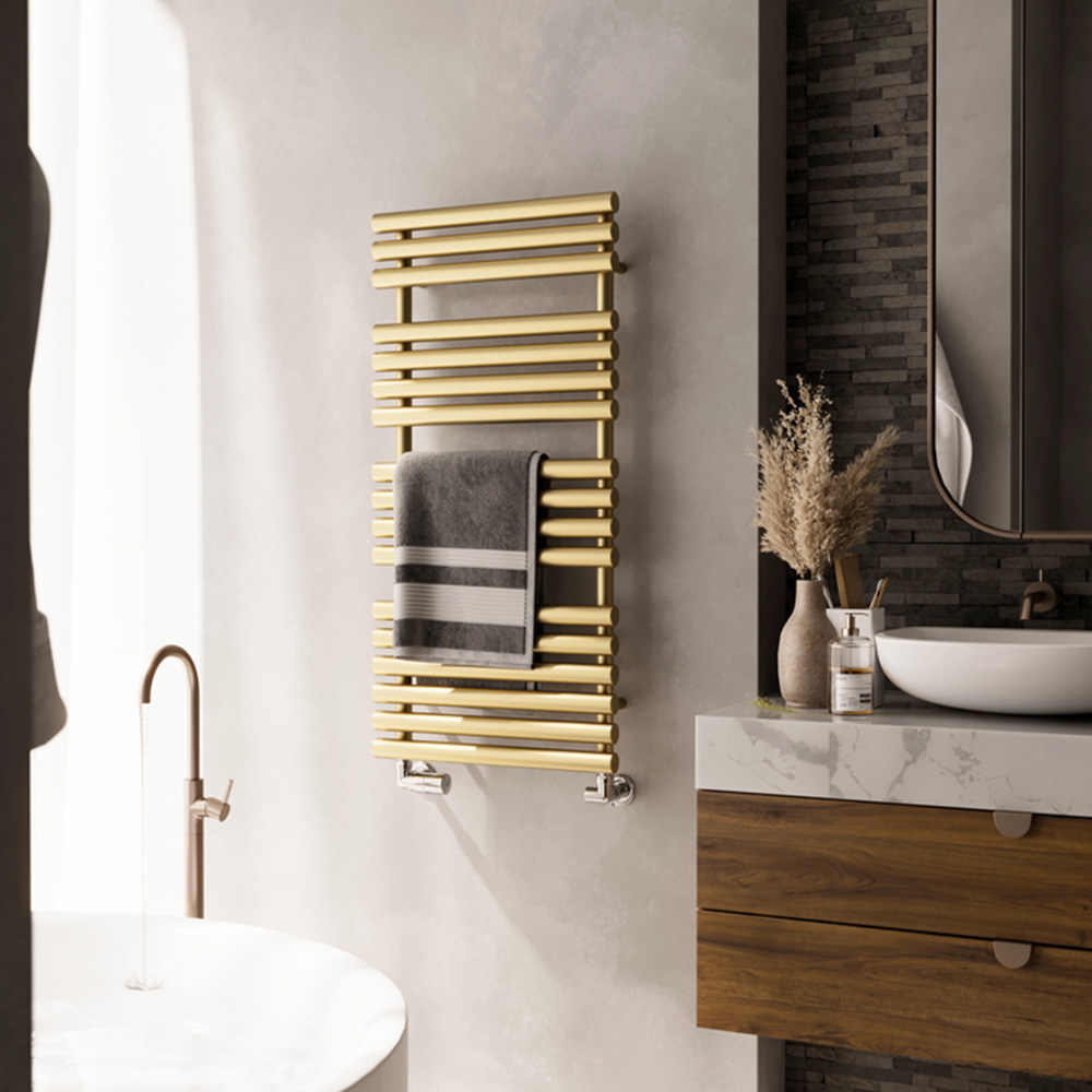 Terma Rolo Towel 2111BTU Brass Heated Towel Rail 1085 x 520mm Image 7