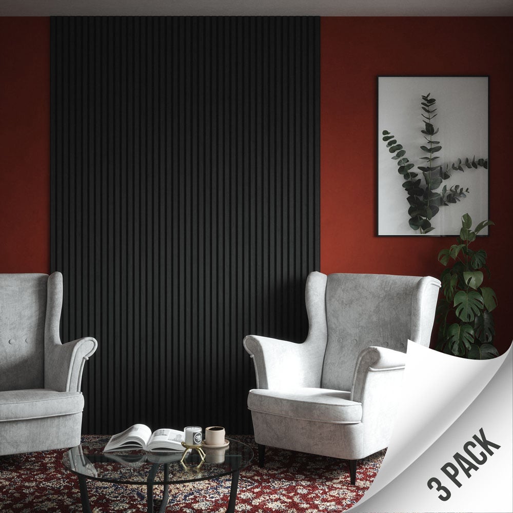 Kraus Easy Living Slate Grey Acoustic Slat Wall Panel 240 x 60cm 3 Pack Image 3