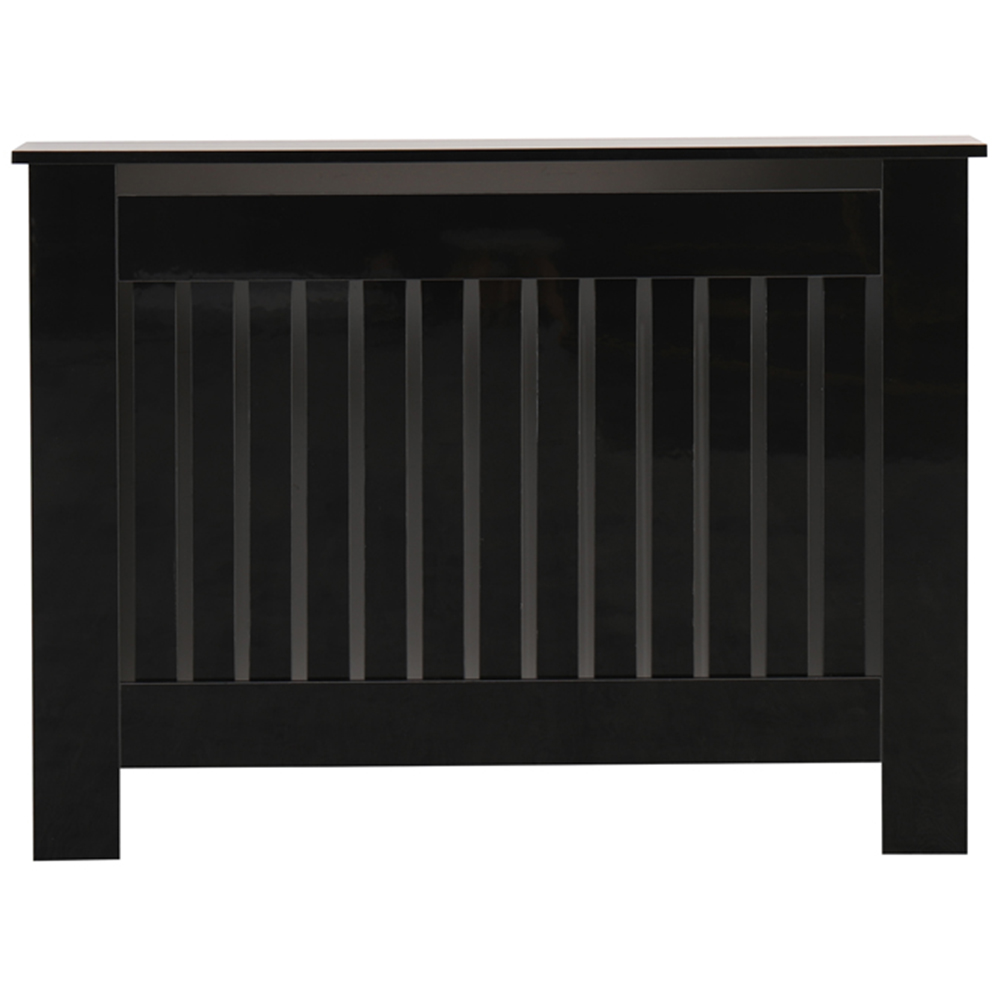 Portland Vertical Slat High Gloss Black Radiator Cover Medium Image 3