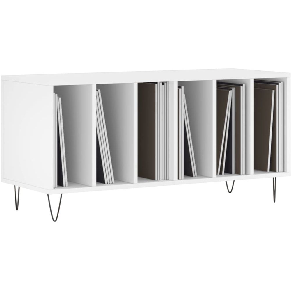 vidaXL 6 Shelf White Record Cabinet Image 3