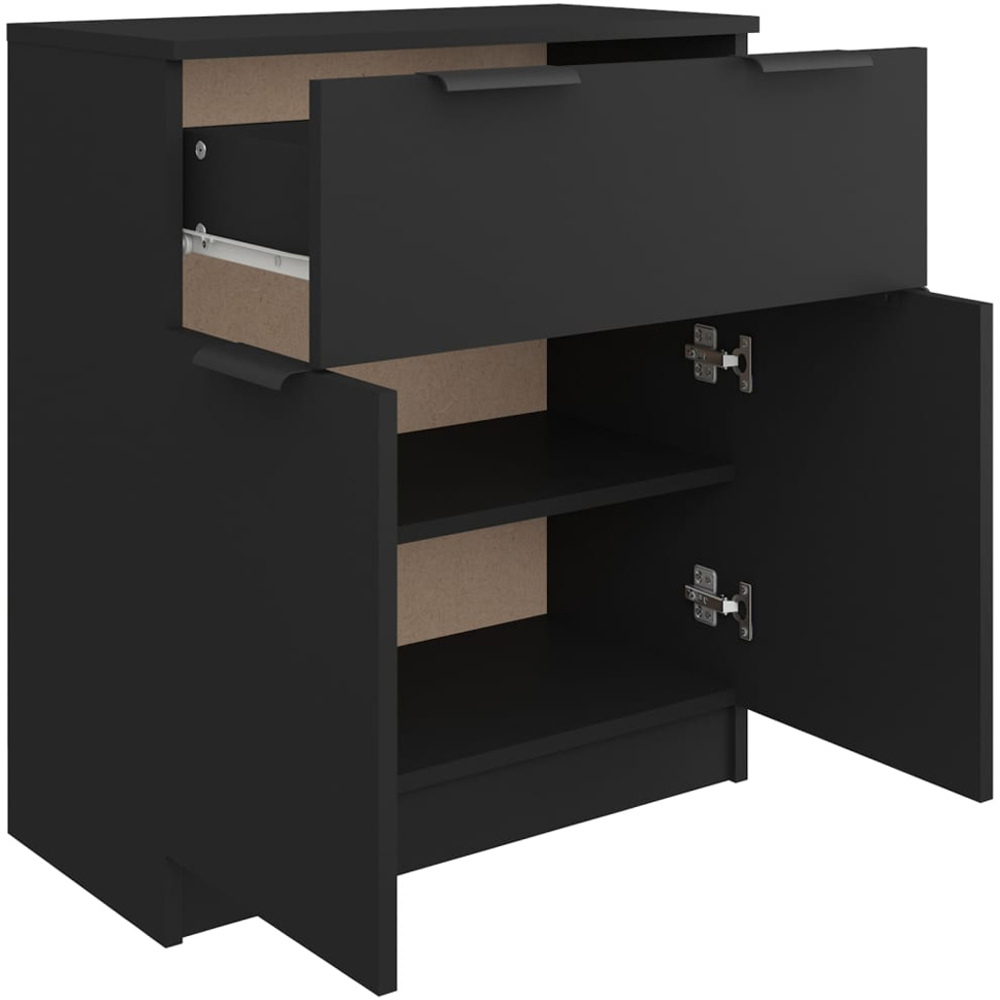 vidaXL 2 Door Single Drawer Black Wooden Sideboard Image 5