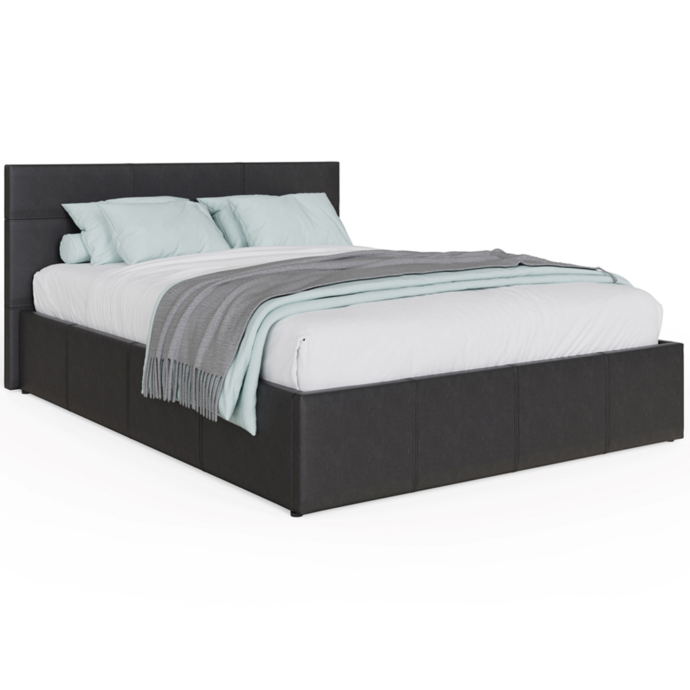 GFW Double Black Faux Leather End Lift Ottoman Bed with Bonnell Mattress Image 3