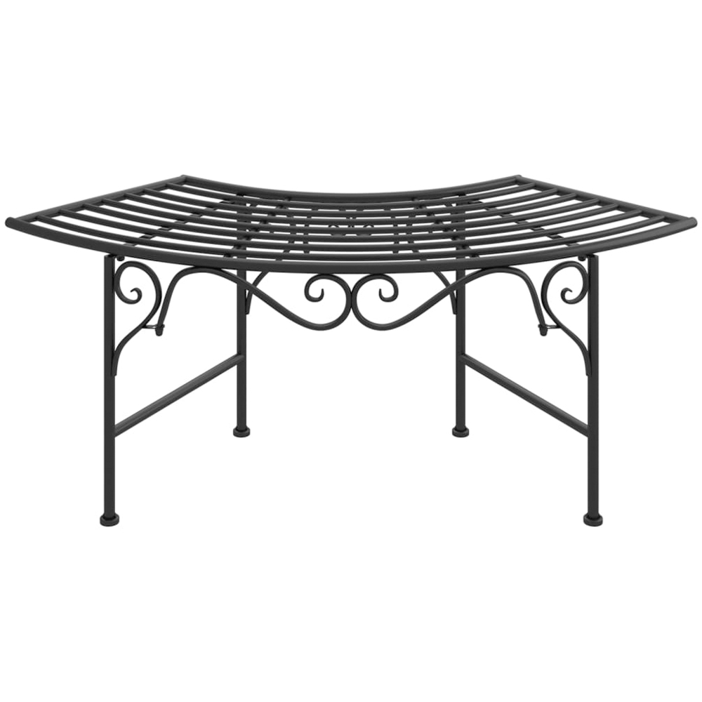 vidaXL Black Steel Arch Shaped Tree Bench Image 2