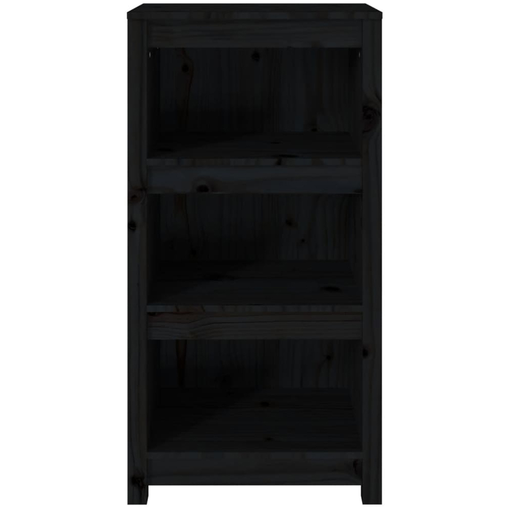 vidaXL 3 Shelf Black Solid Pine Wood Bookcase Image 3