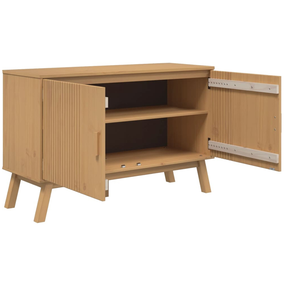 vidaXL Olden 2 Door Brown Solid Pine Wood Wide Sideboard Image 7
