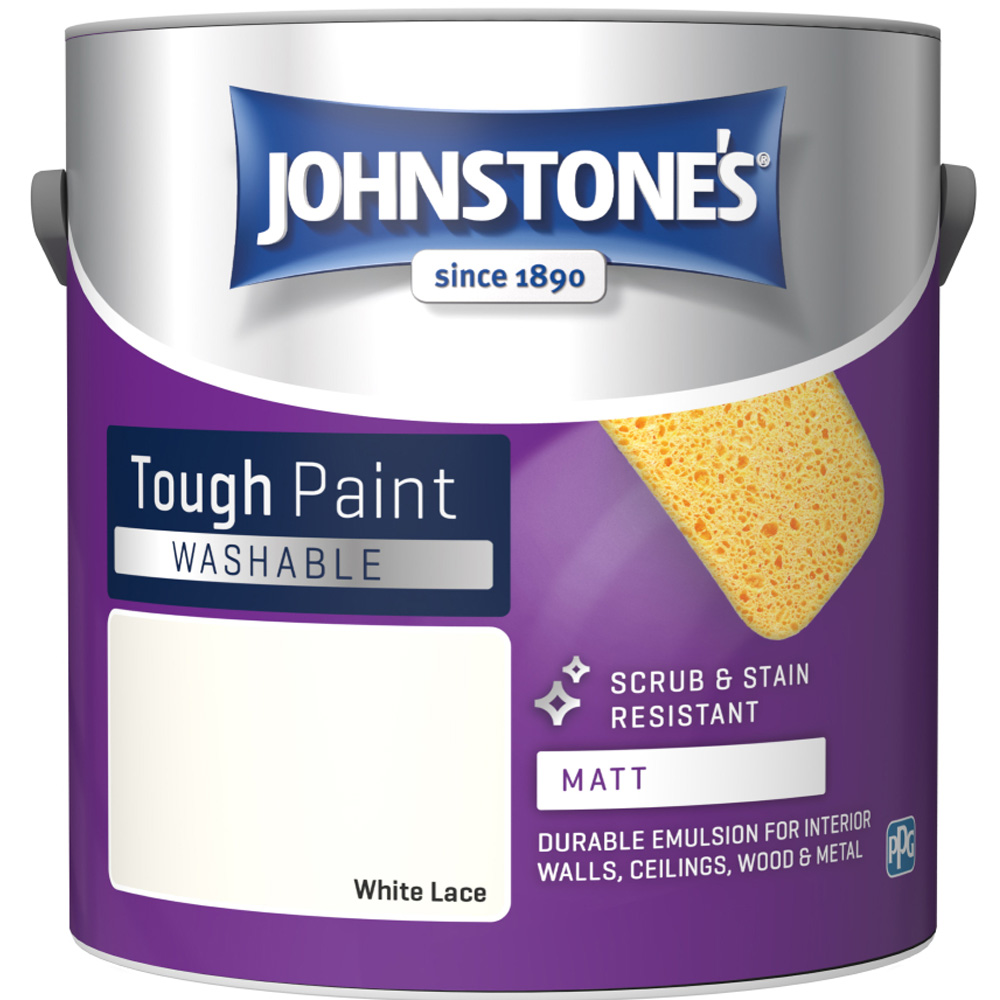 Johnstone's Washable White Lace Matt Emulsion Paint 2.5L Image 2