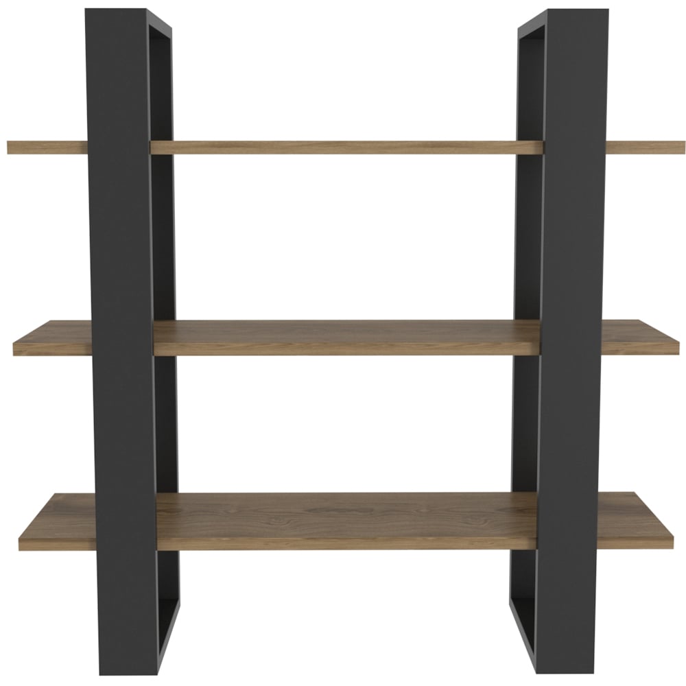 Decorotika Suno 3 Shelf Black and Oud Wall Mounted Display Unit Image 2
