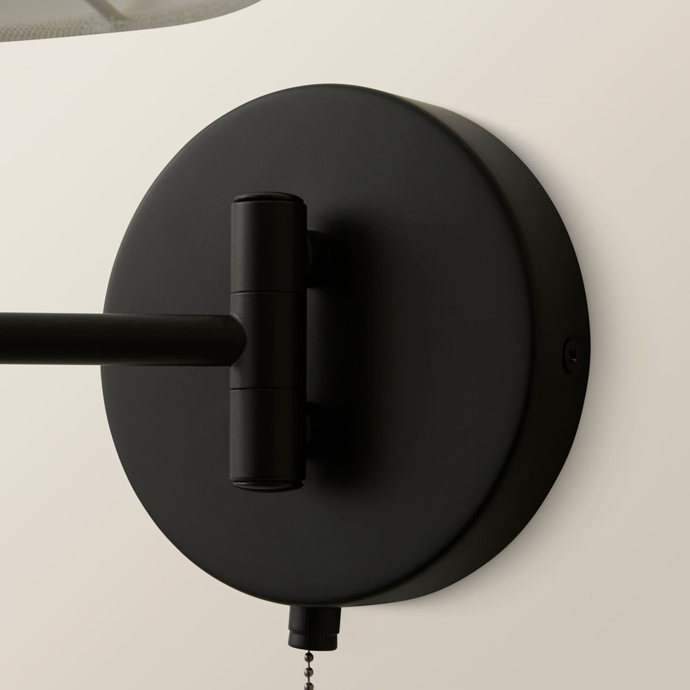 ValueLights Sonia Tapered Shade Matte Black Adjustable Swing Arm Wall Light with Bulb Image 4