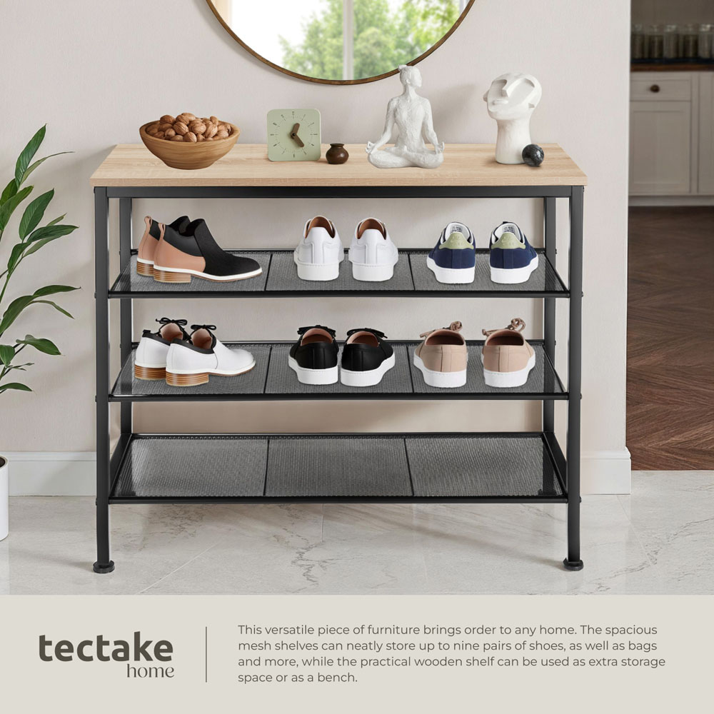 tectake Newport 3 Grid Shelf Oak Sonoma Shoe Rack Image 4