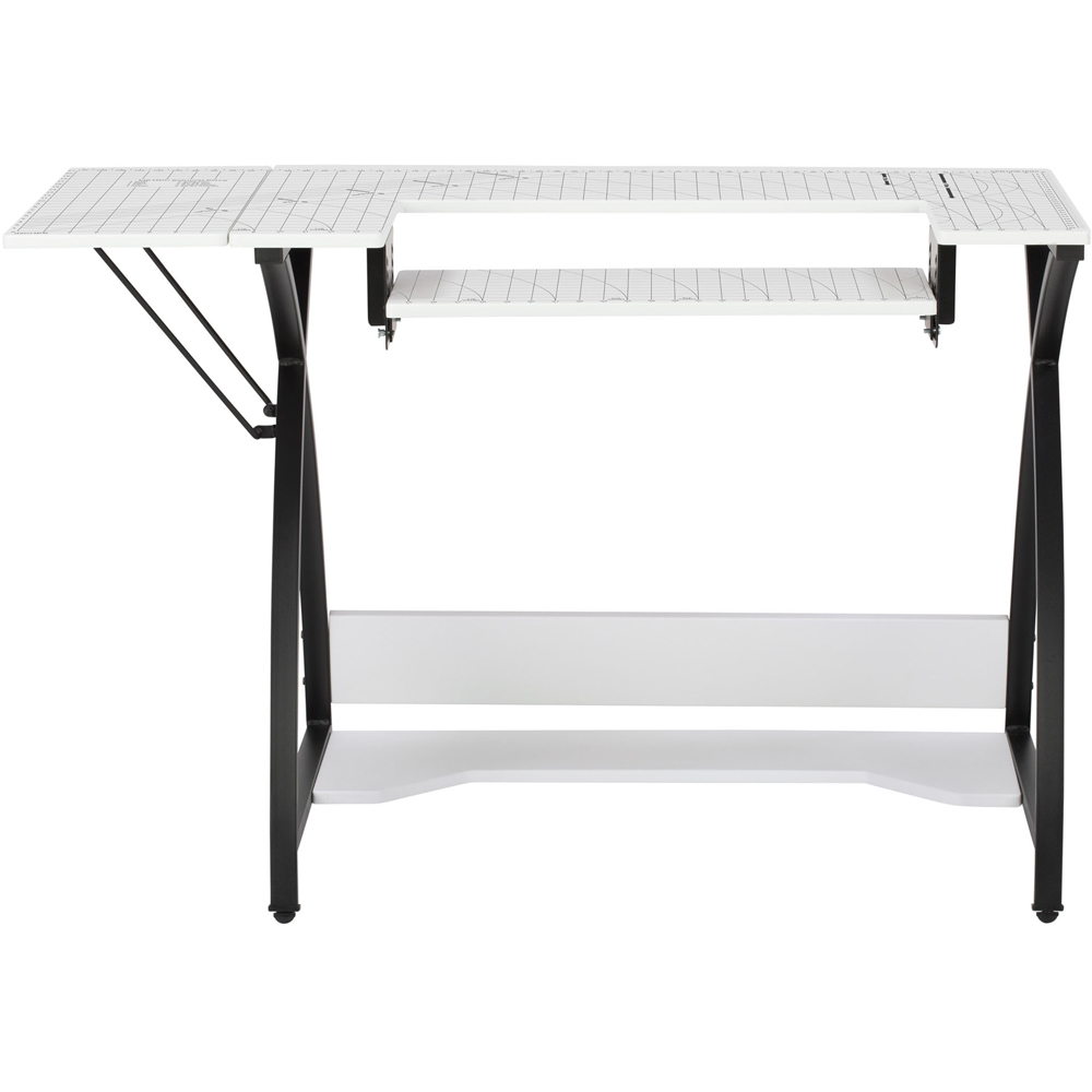 Sewing Online 13331 Single Shelf White and Black Small Sewing Table with Gridded Top Image 5