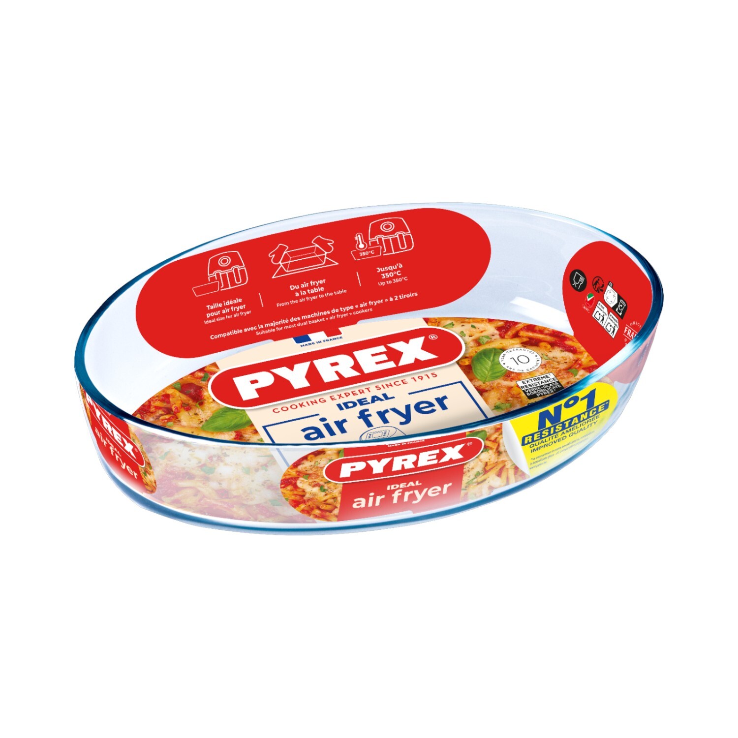 Pyrex Air Fryer Glass Dish Clear Oval Image 1