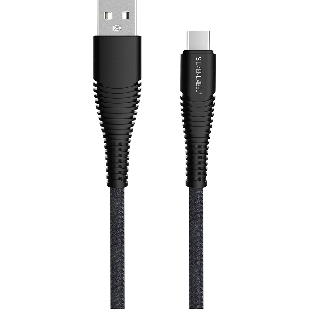 SilverLabel Black USB-A to USB-C Braided Cable 2m Image 2