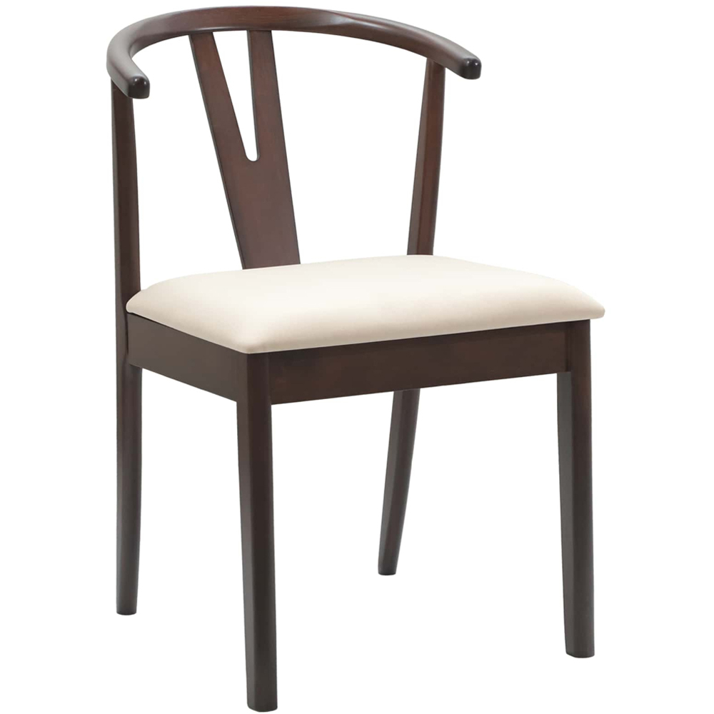 vidaXL Set of 2 Light Brown Rubberwood Dining Chairs Image 2