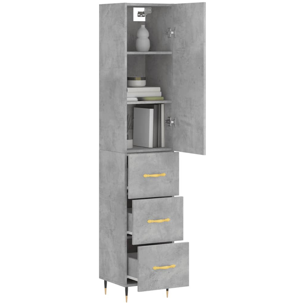 vidaXL Single Door Concrete Grey Highboard with Gold Handle Image 3