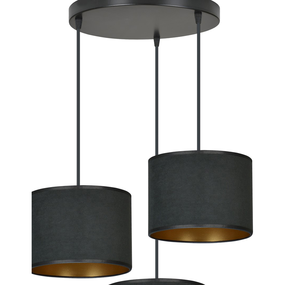 Emibig Hilde 3 Light Black E27 Ceiling Pendant Light Image 3