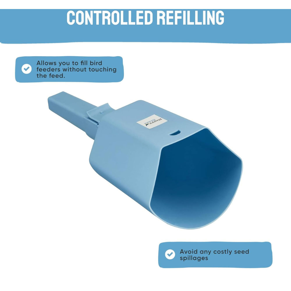 Happy Beaks Blue Large Plastic Feed Scoop with Handle and Lever Image 7