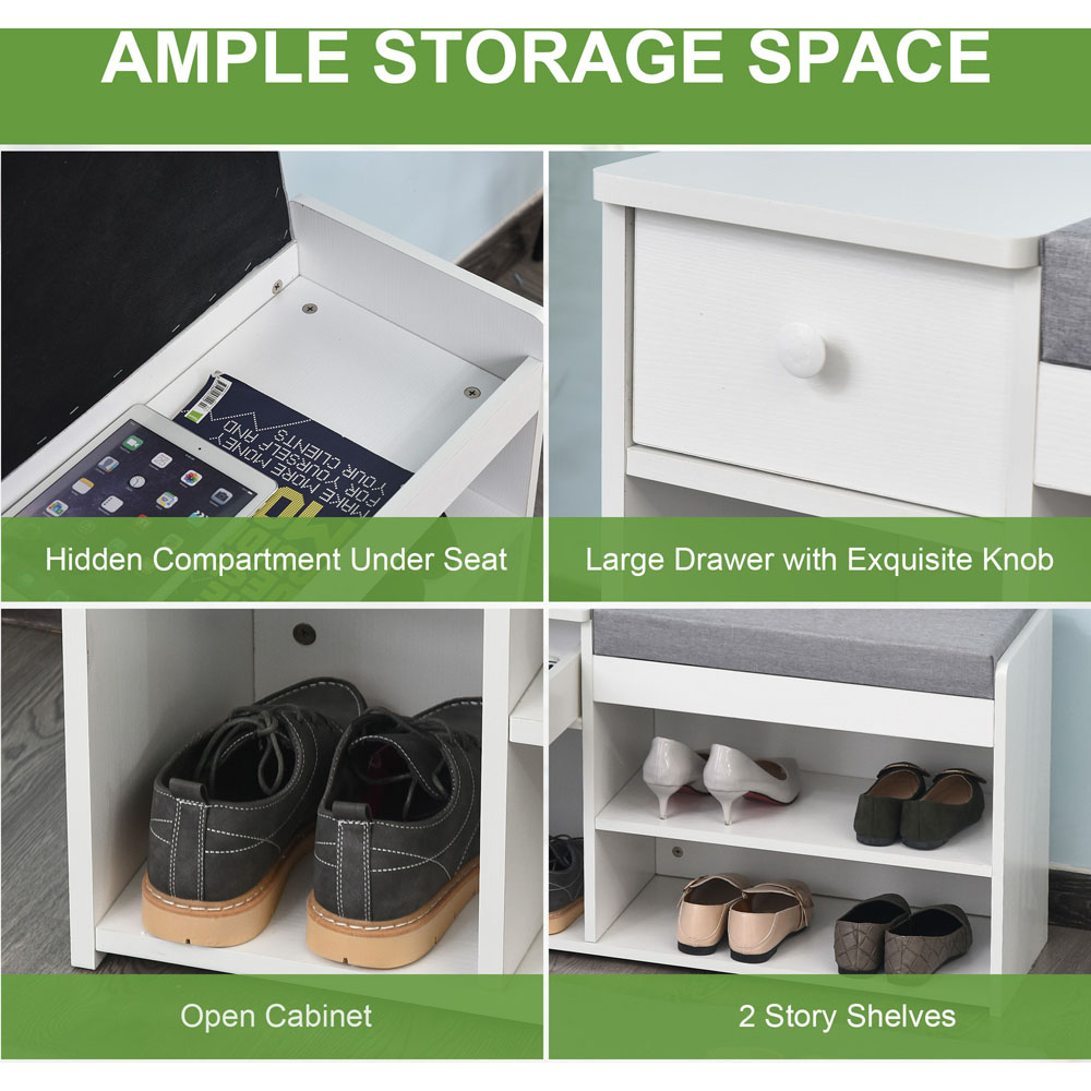 Portland Single Drawer White Shoe Cabinet Image 6