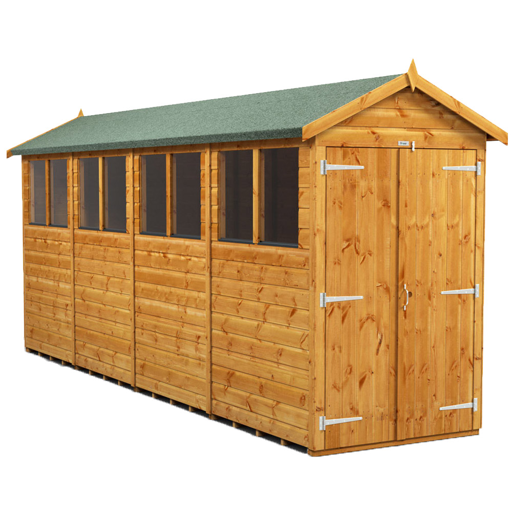Power Sheds 16 x 4ft Double Door Apex Shed Image 1