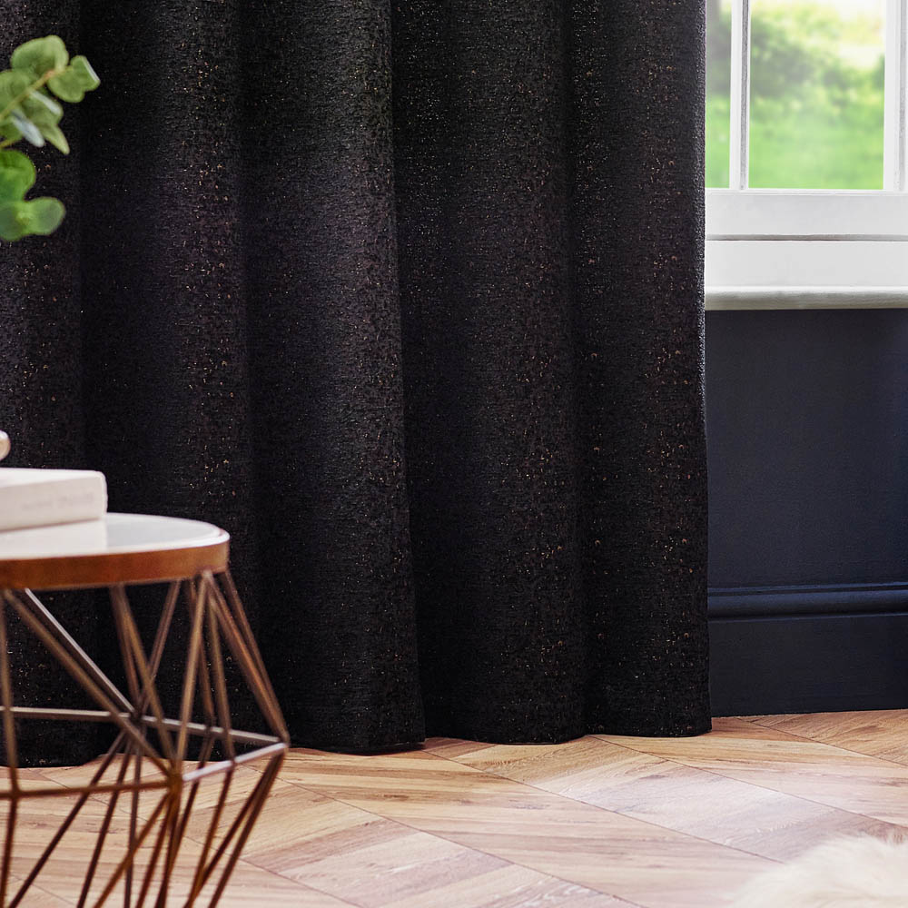 Paoletti Galaxy Black Chenille Eyelet Curtain 229 x 183cm Image 4