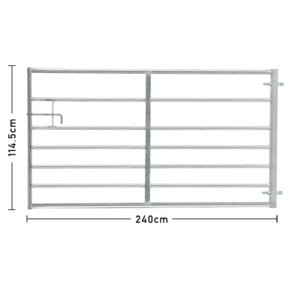 Living and Home 7 Bar Half Mesh Galvanised Metal Multipurpose 8ft Field Gate Image 9