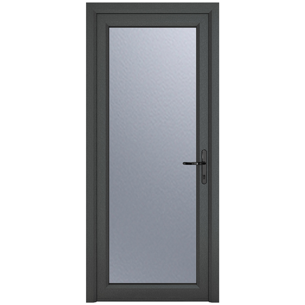 Crystal uPVC Triple Glazed Door Full Glass Left hand Grey White Obscure Glass 890x2090mm Image 1