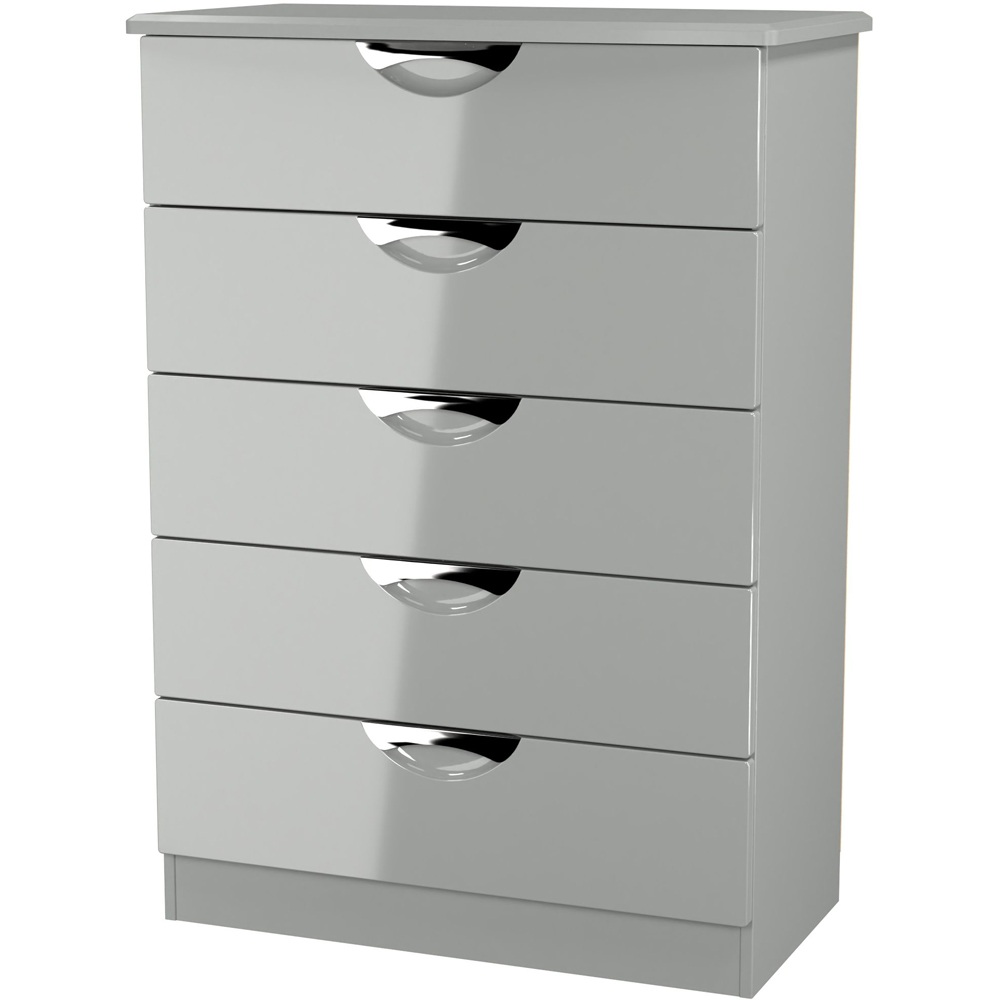 Crowndale Camden 5 Drawer Grey Gloss and Dusk Grey Chest of Drawers Ready Assembled Image 4