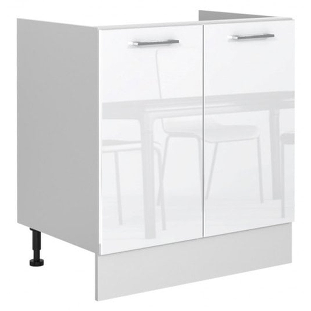 Impact Furniture Ella 2 Door White Gloss Freestanding Kitchen Sink Base Unit with Sit On Sink 800mm Image 3