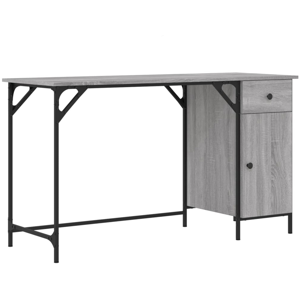 vidaXL Single Door Single Drawer Computer Desk Grey Sonoma Image 2