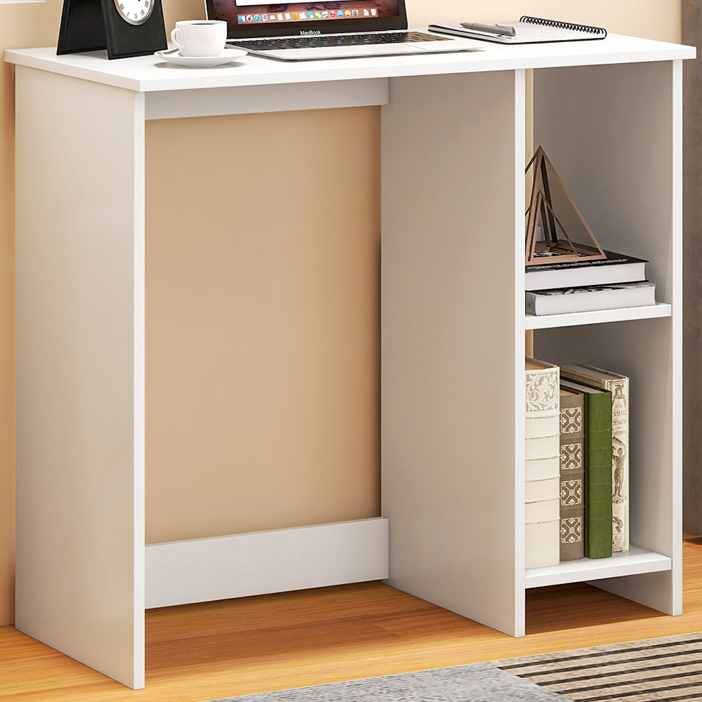 Costway 2 Shelf Small Computer Desk White Image 1