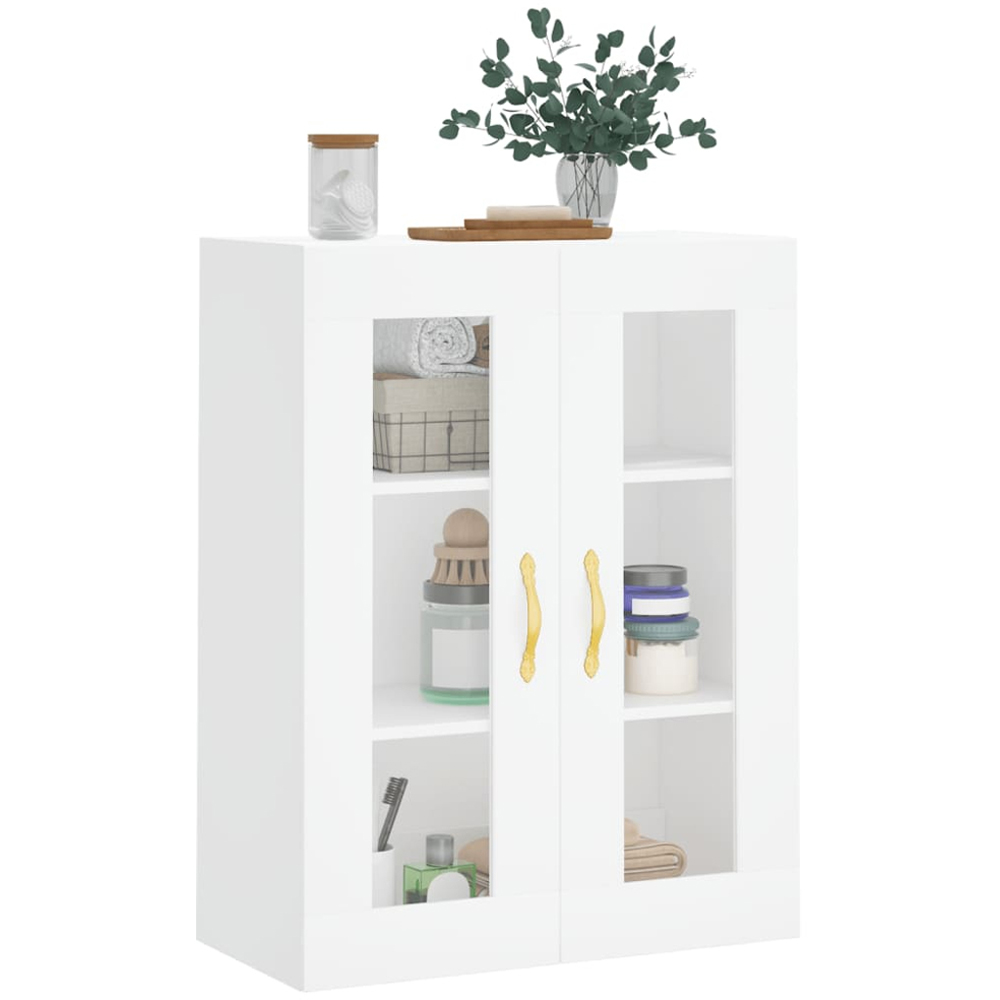 vidaXL 2 Glass Door White Wall Mounted Cabinet Image 3