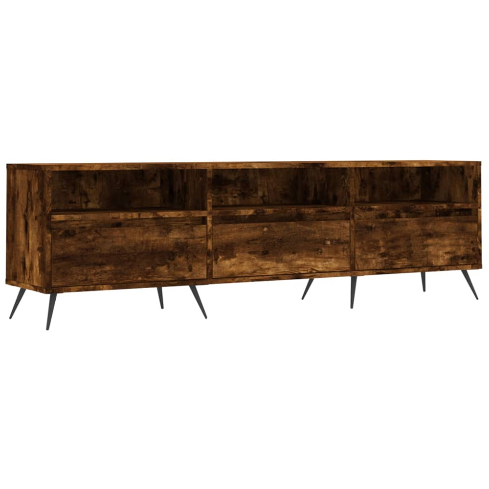 vidaXL 3 Door 3 Shelf Smoked Oak TV Cabinet Image 2
