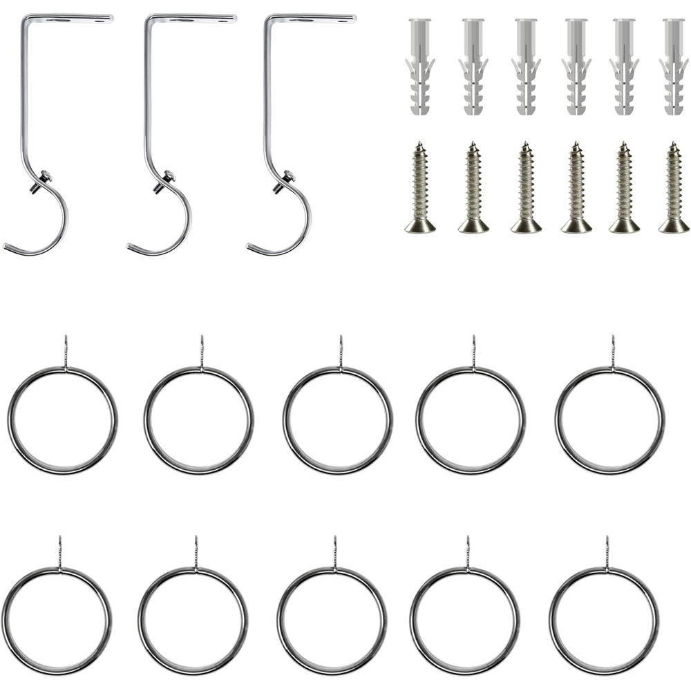 Home Treats 40 to 218cm Extendable Chrome Metal Round Curtain Pole Image 4