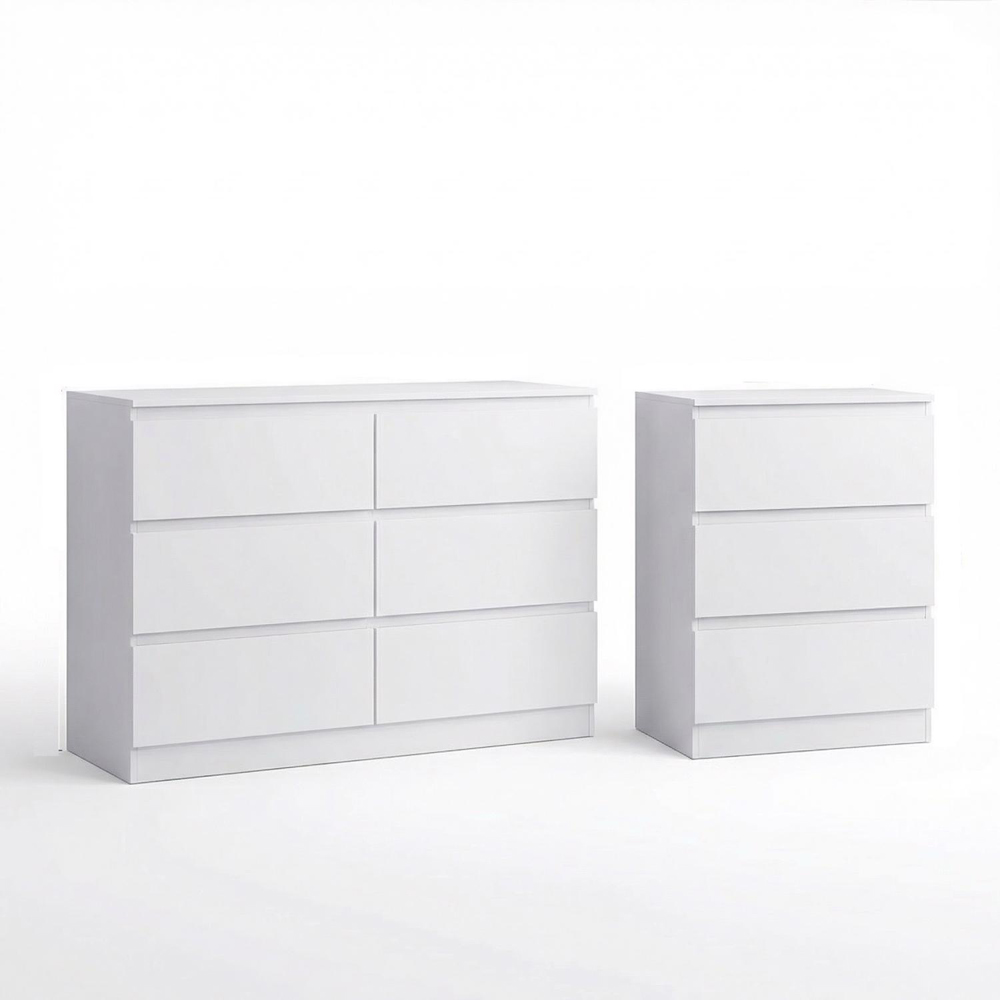 FWStyle Carlton Matt White 2 Piece Bedroom Furniture Set Image 3