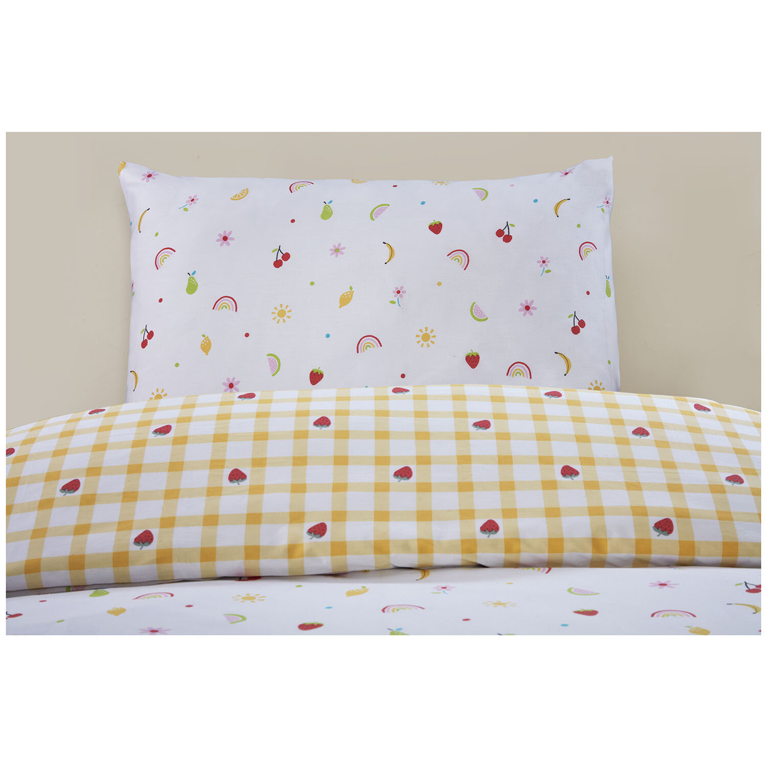 Summer Fruits Duvet Cover and Pillowcase Set - White Image 4
