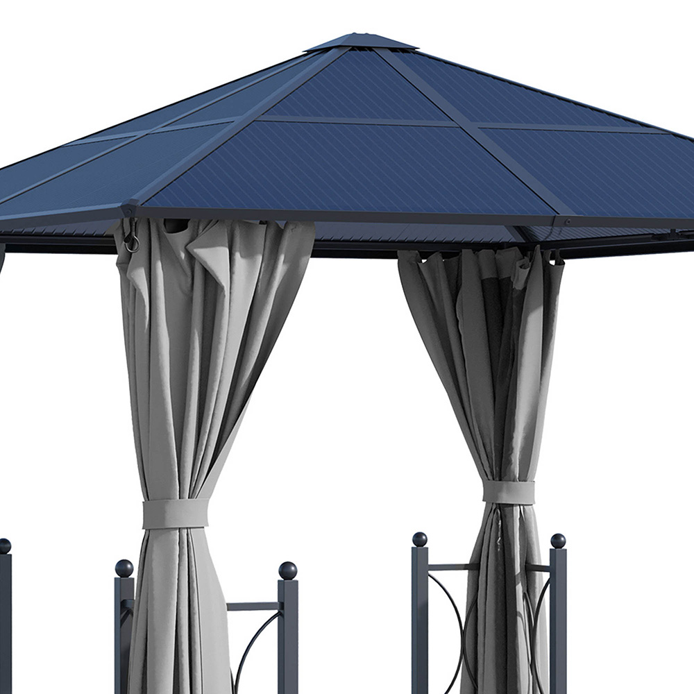 Outsunny 3 x 3m Grey Gazebo with Hardtop and Hooks Image 3