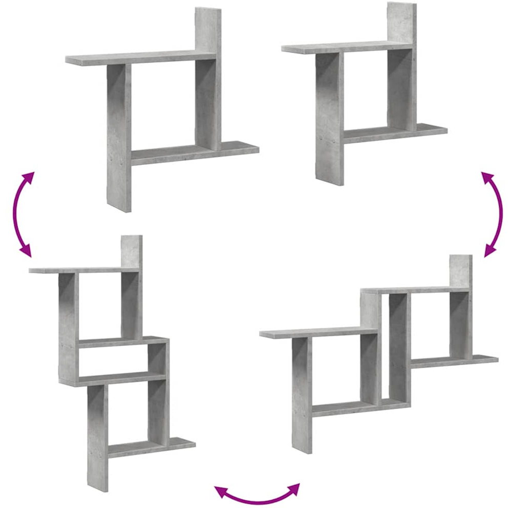 vidaXL 50 x 12 x 50cm Set of 2 Concrete Grey Wall Shelf Image 9