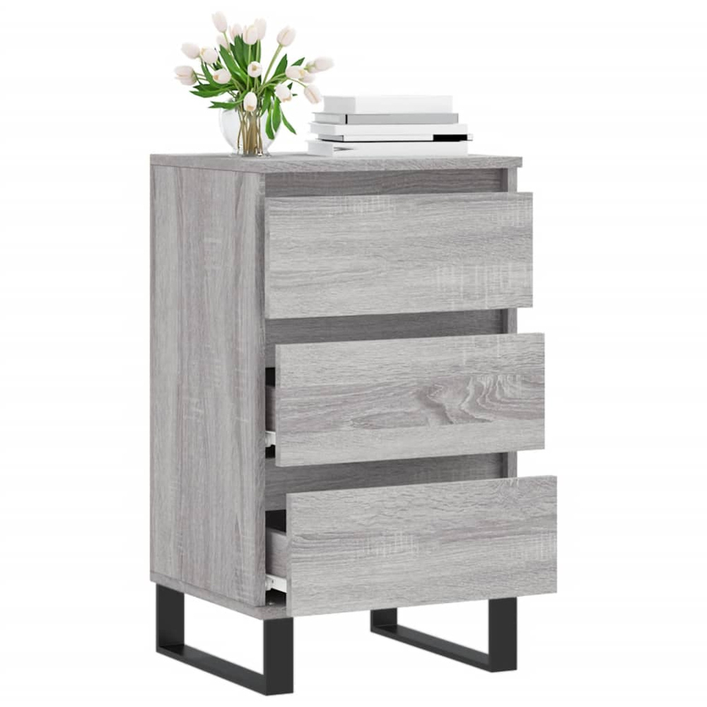 vidaXL 3 Drawer Grey Sonoma Sideboard Image 4