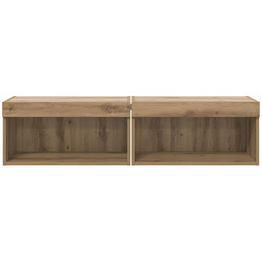 vidaXL Single Shelf Artisan Oak Wall Mounted Wide TV Cabinet with LED Light 2 Pack Image 7