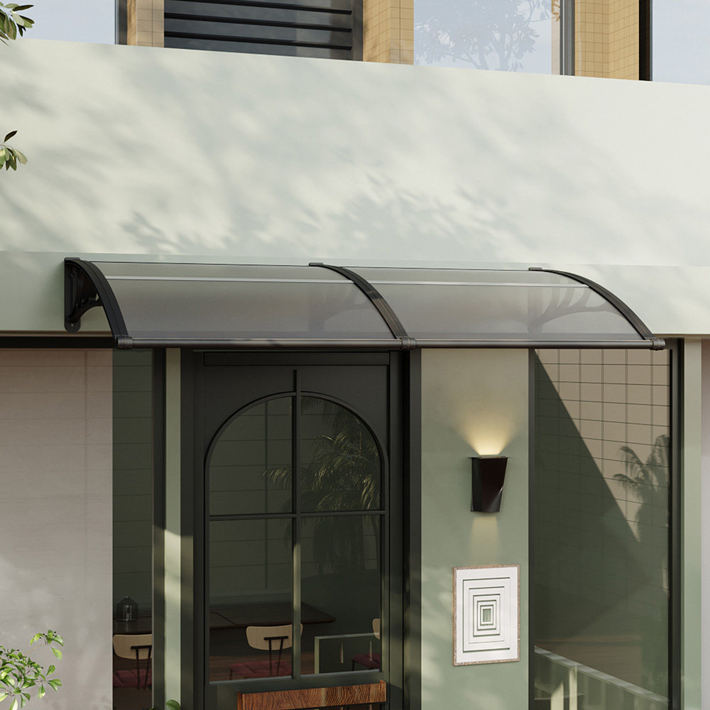 Living and Home Dark Grey Door and Window Outdoor Awning with Water Channel 2 x 1m Image 7