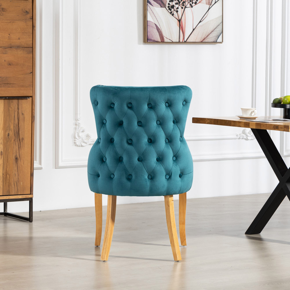 Artemis Home Orvino Set of 2 Teal Velvet Fabric Dining Chair Image 5