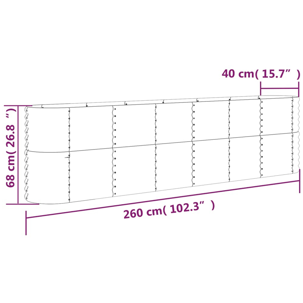 vidaXL Grey Galvanised Steel Raised Garden Bed 68 x 40 x 260cm Image 5