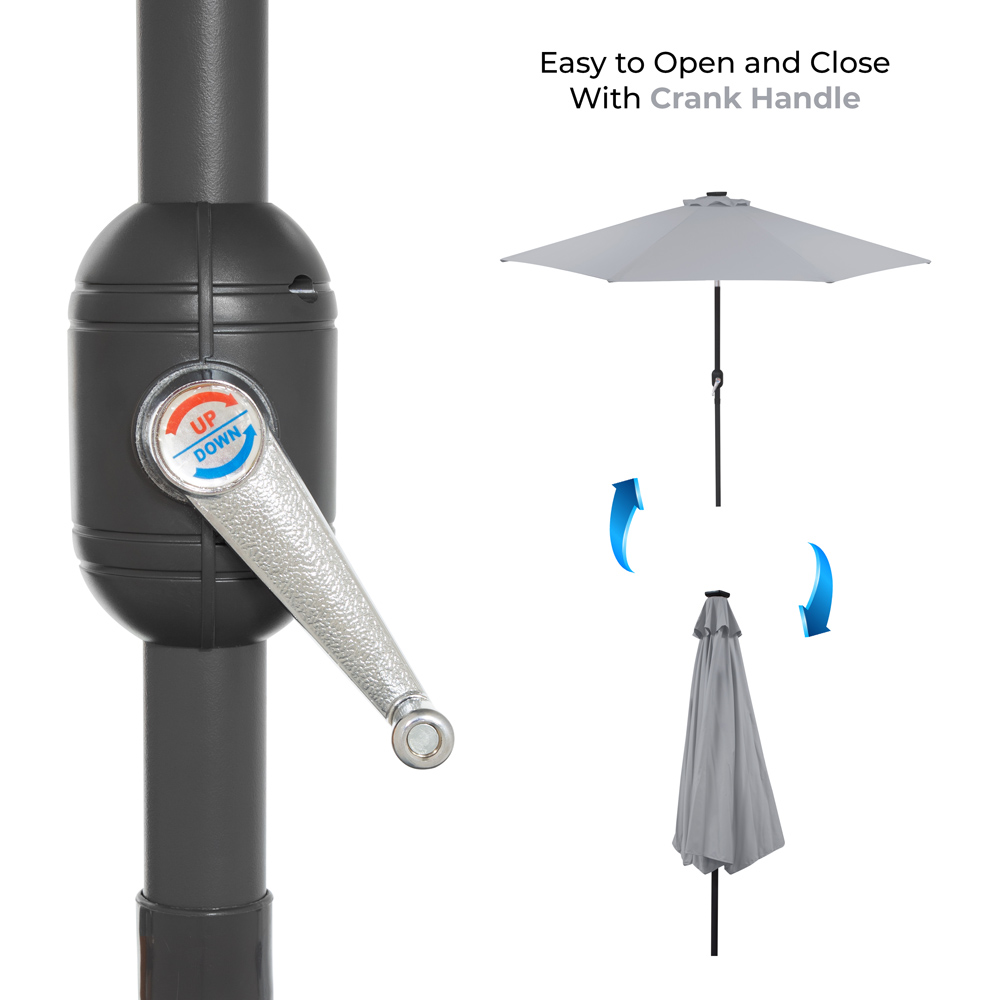 GardenKraft Grey 32 Solar LED Crank and Tilt Parasol 2.7m Image 7