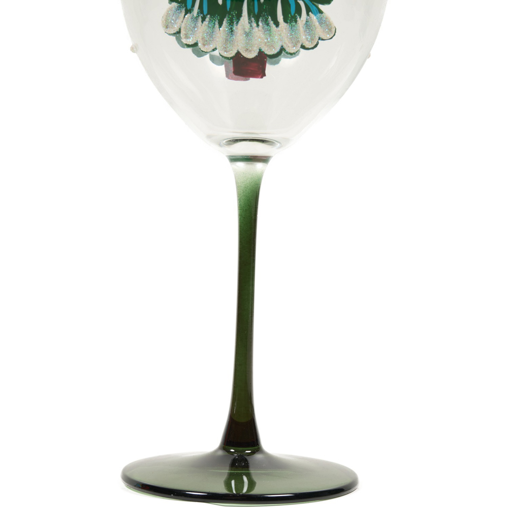 Embossed Paint Christmas Tree Wine Glass Image 3