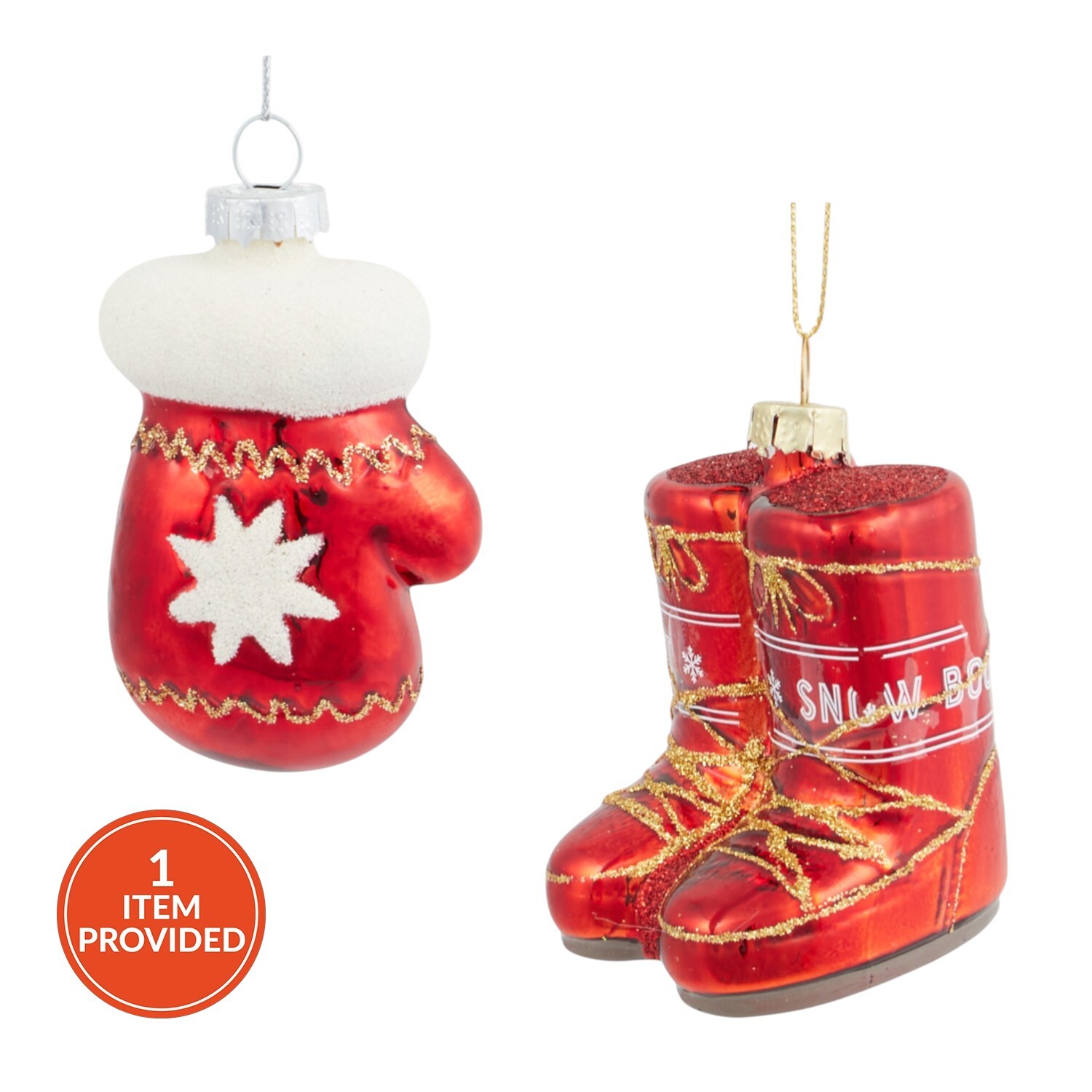 Glass Mitten or Boots Hanging Decoration Image 1