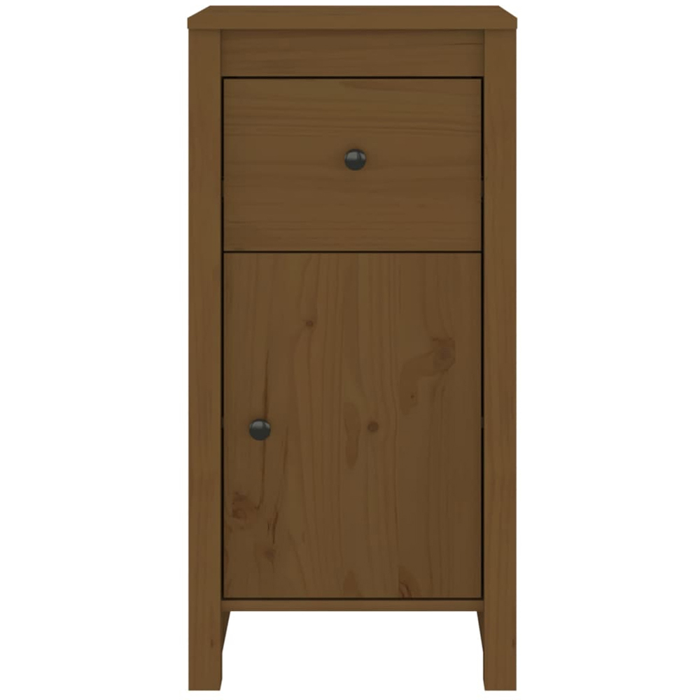 vidaXL Single Door Single Drawer Honey Brown Pine Wood Sideboard Image 5