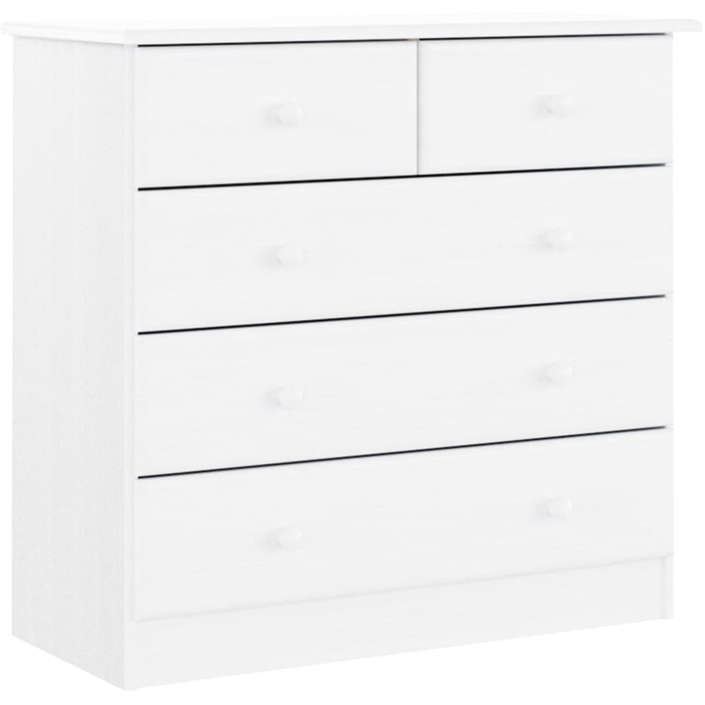 vidaXL Alta 5 Drawer White Solid Pine Wood Chest of Drawers Image 2
